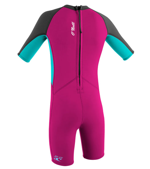 Toddler Reactor-2 2mm Back Zip S/S Spring - Girls - berry/lightaqua/graphite
